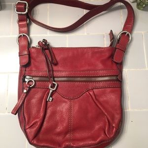 Fossil Red Leather Crossbody Purse